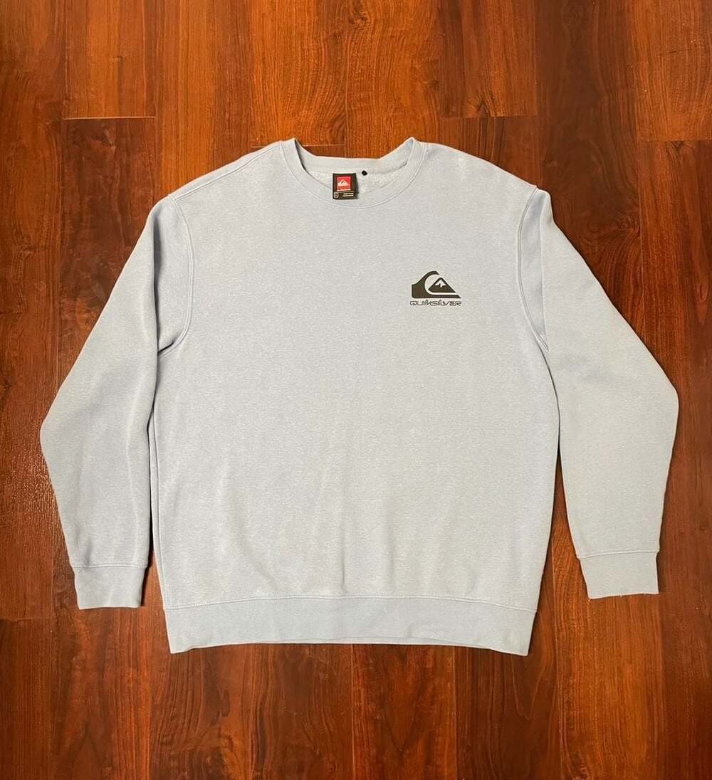 Quiksilver Light Blue Crewneck Sweatshirt with Chest Logo